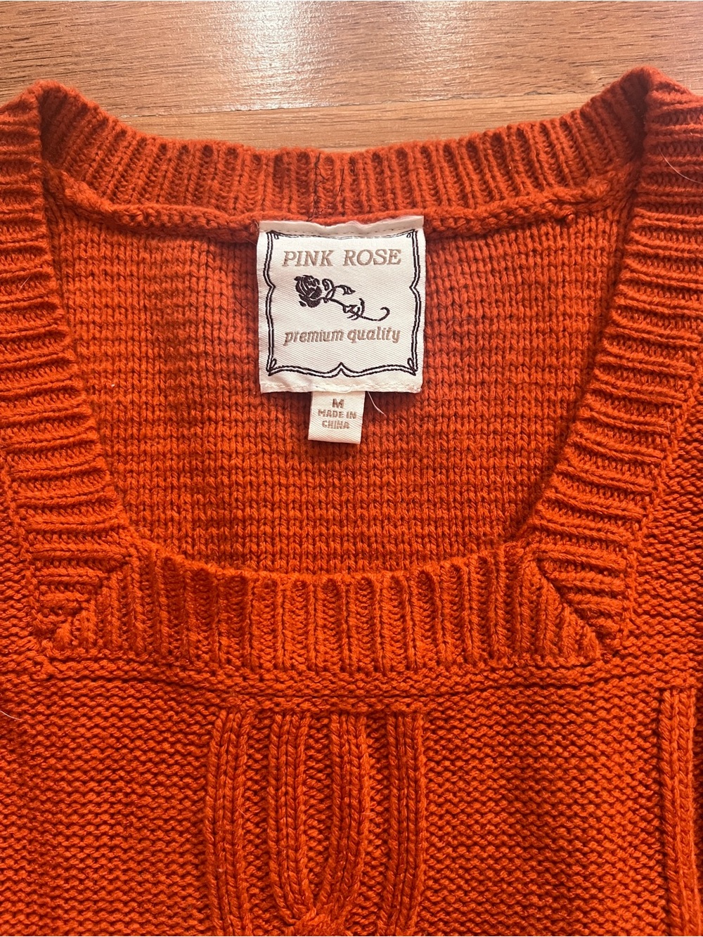Pink Rose Cable-Knit Orange Long Sleeve Sweater Dress - Picture 2 of 3
